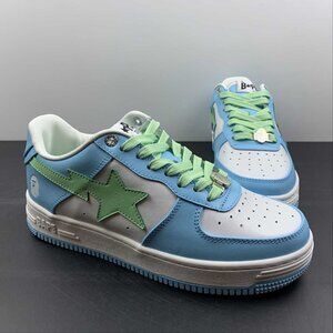 NWT Bape Sta Low Unisex Green And Blue Unisex Shoes